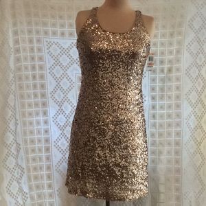 🧡🏵NEW Gold Sequin INC Mini Dress S 🏵🧡